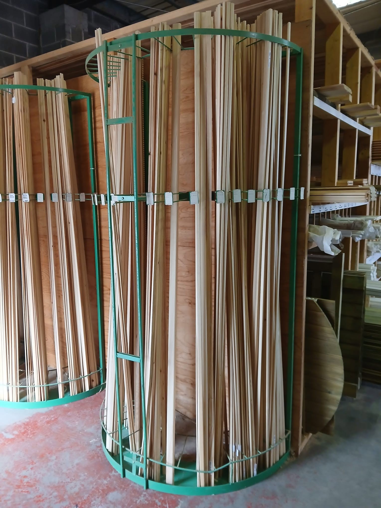 Timber in racks